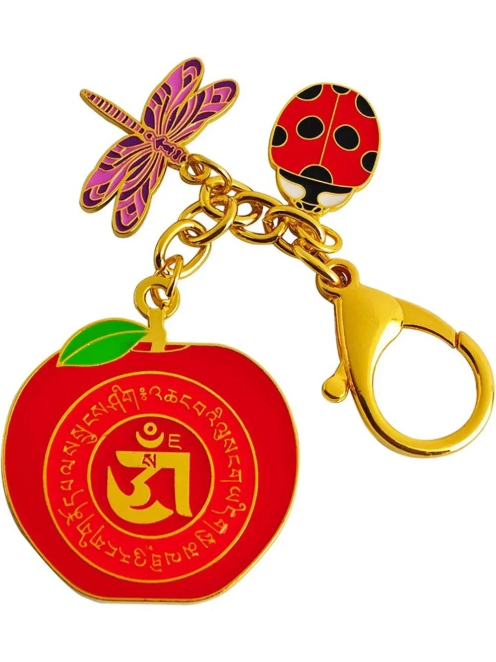 Feng Shui Harmony Keychain - Red Dragonfly & Ladybug Charm for Good Luck